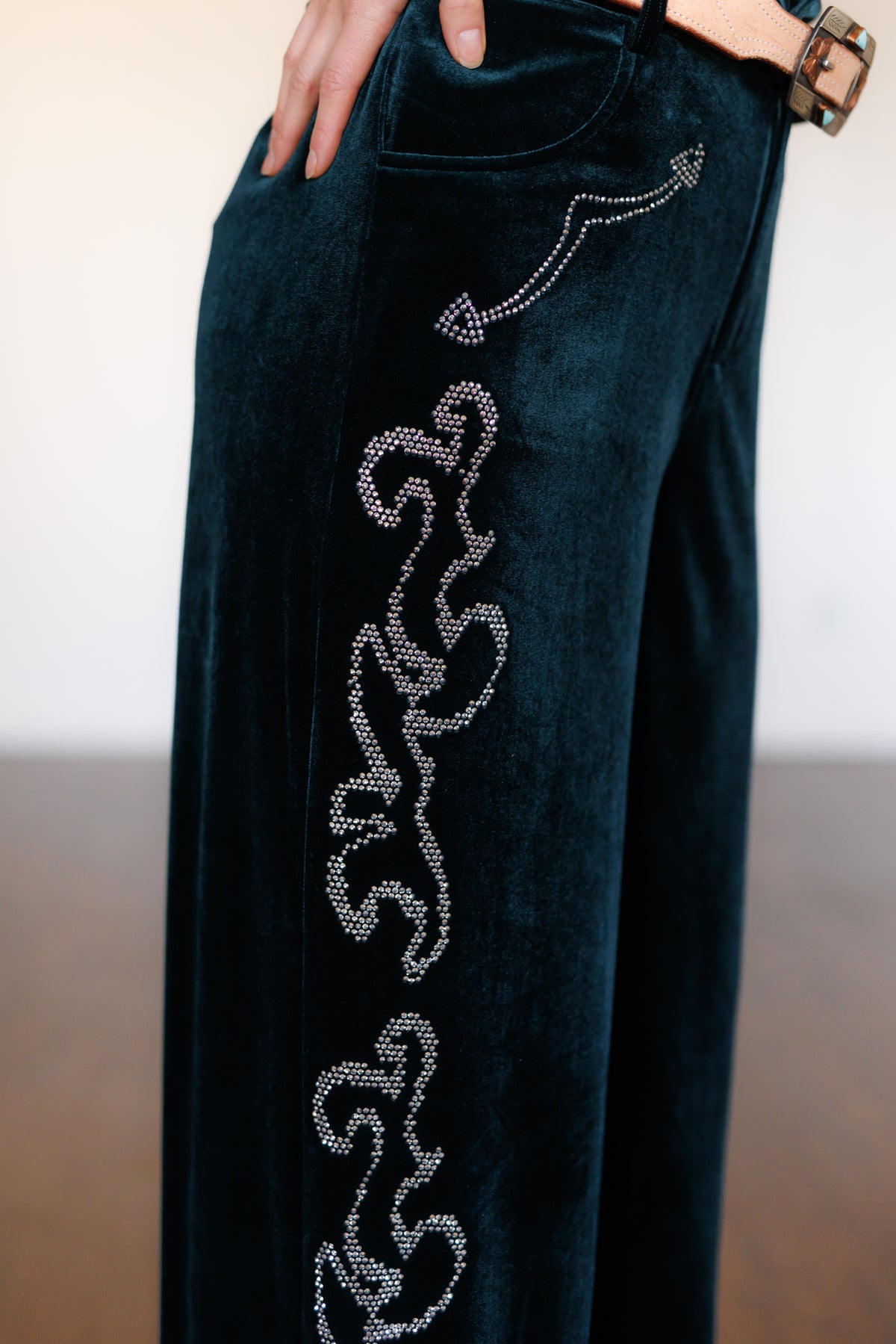 Pant, Green Velvet Bling HH221 (Pack OF 7)