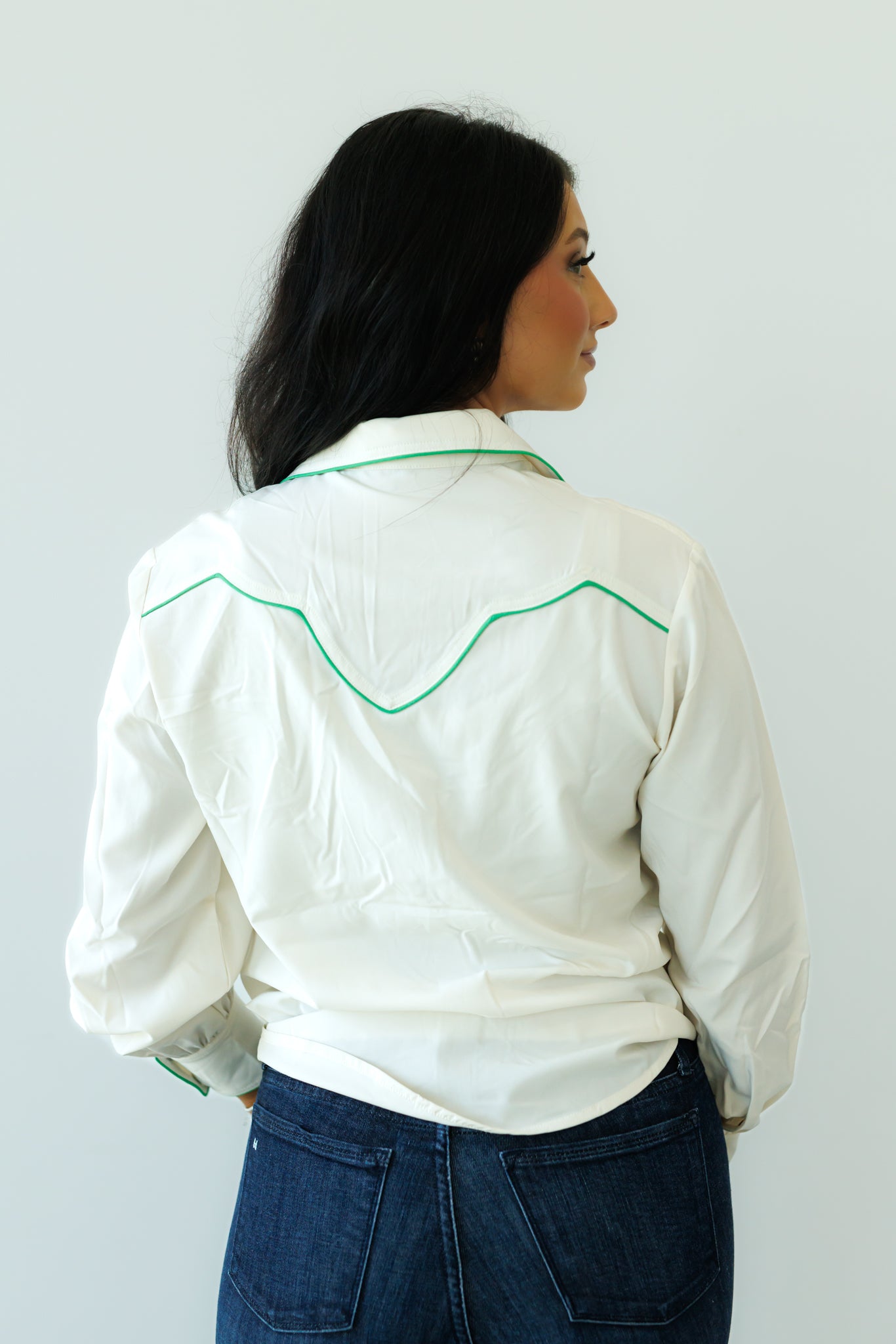 Pearl Snap, Ivory/Greeen Arrow LS HH2715 (Pack OF 7)