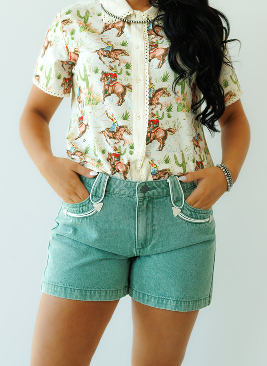 Shorts, Teal Smiley  HH8400(Pack of 7)