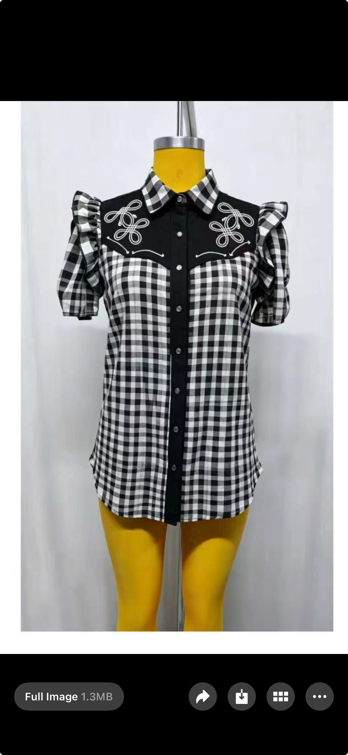 Pearl Snap, Black Gingham Ruffle SS HH2735(Pack of 7)