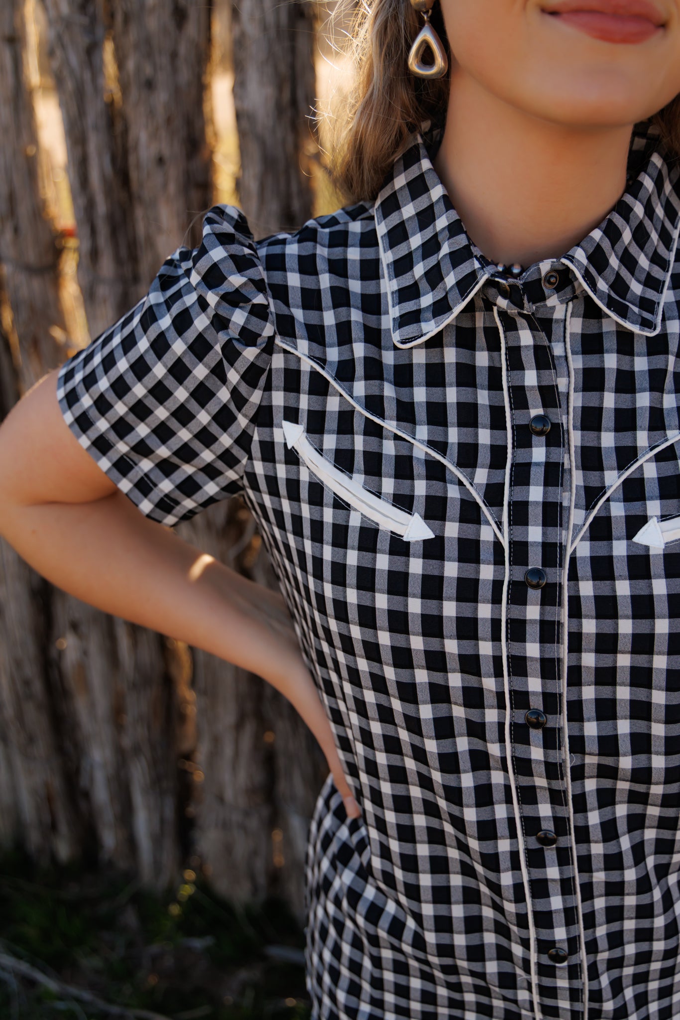 Pearl Snap, Black Gingham SS HH2707 (Pack of 7)