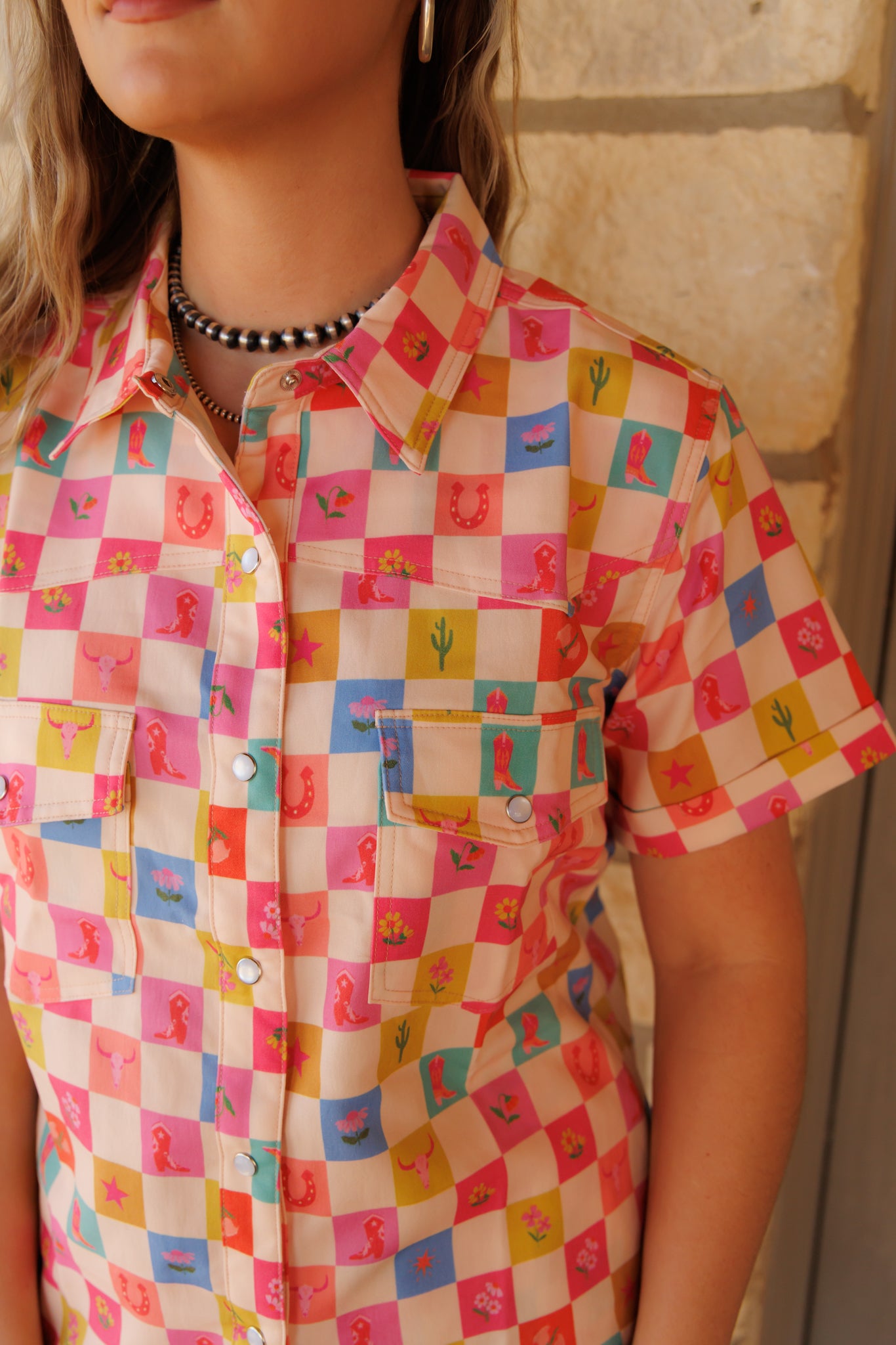 HH3006 COWGIRL CHECK SHORT SET