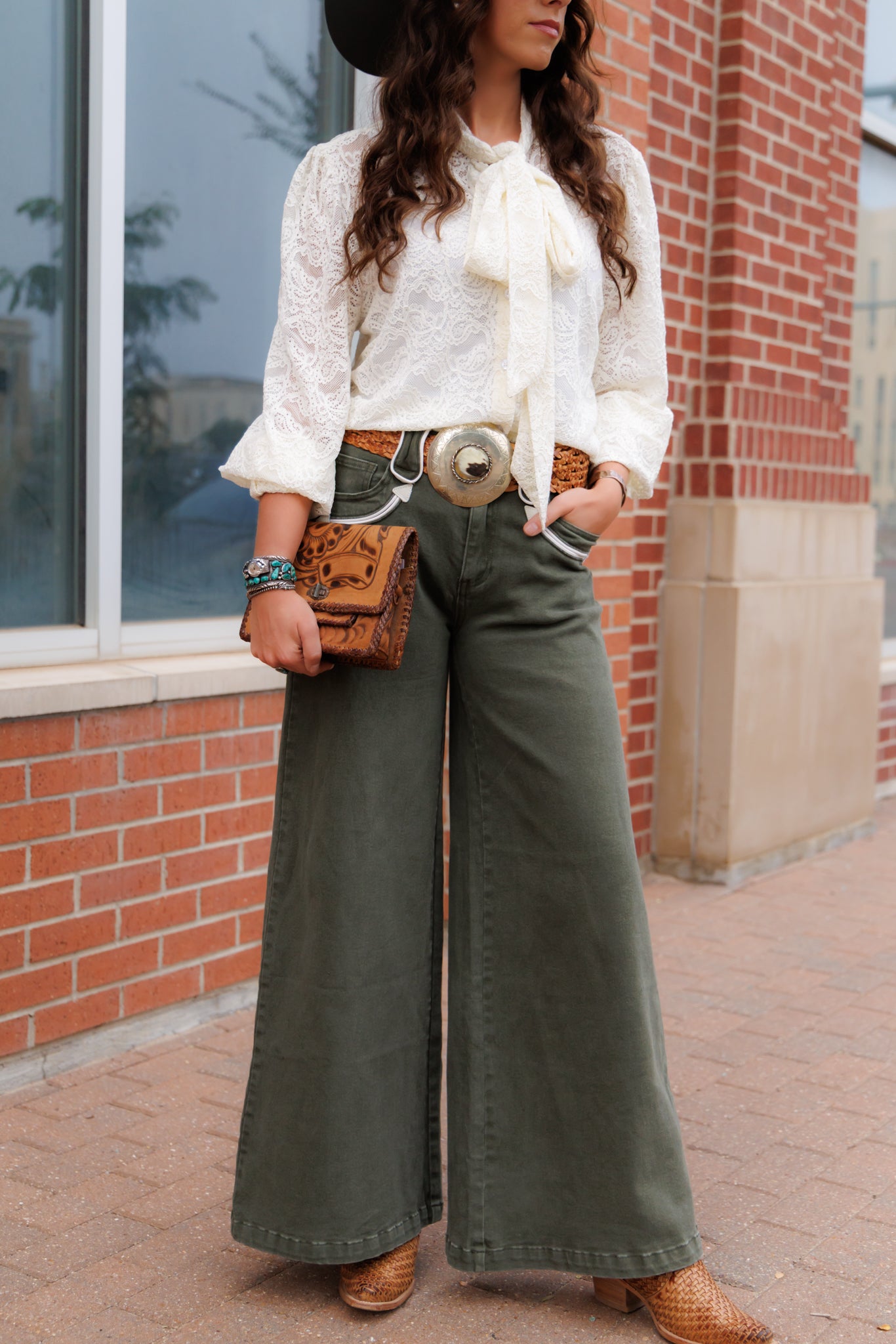 Pants, Olive Smiley Wide Leg HH8900 (Pack OF 7)