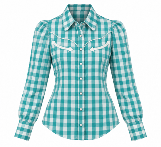 Turquoise Gingham LS HH2708 (Pack OF 7)