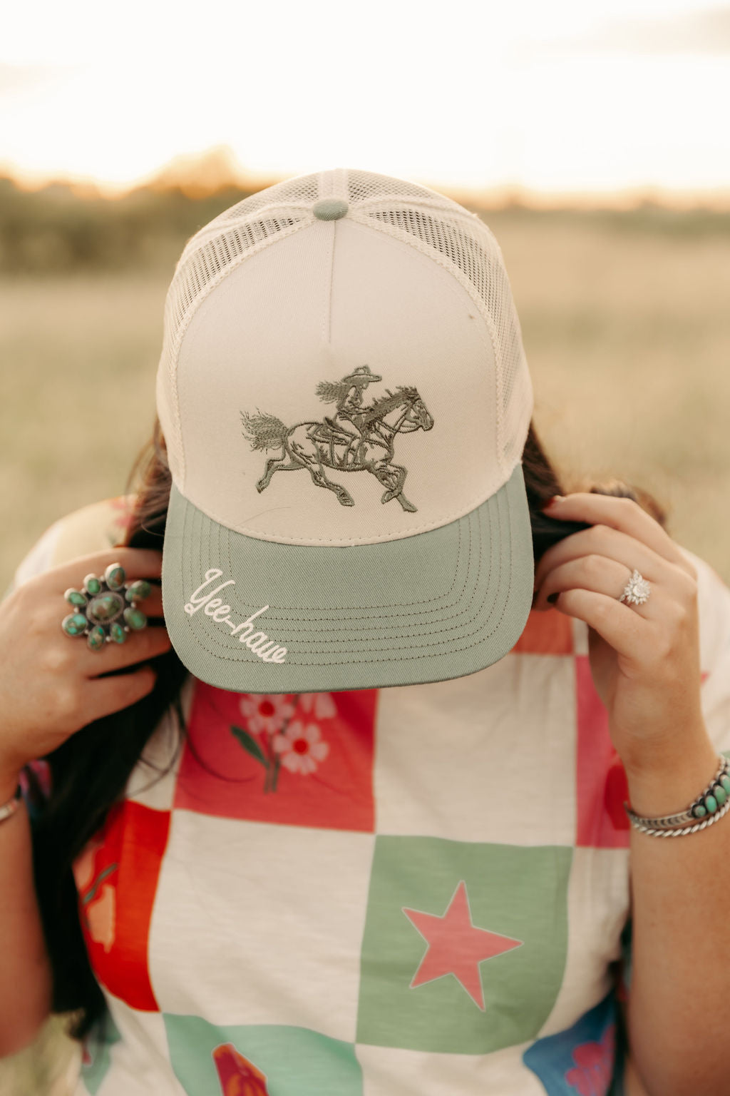 IS HH5401 OLIVE YEEHAW TRUCKER HAT